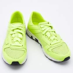Gucci Neon Green Perforated Leather Lace Up Sneakers Size 38