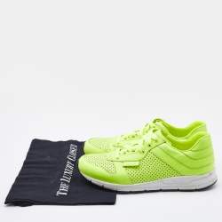 Gucci Neon Green Perforated Leather Lace Up Sneakers Size 38
