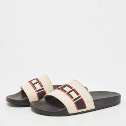 Gucci Off White Rubber Logo Slides Size 38