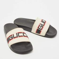 Gucci Off White Rubber Logo Slides Size 38