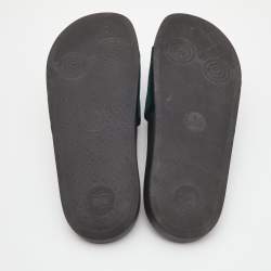 Pre Owned Gucci Green Velvet Embroidered L'aveugle Par Amour Slides Size 39