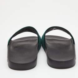 Pre Owned Gucci Green Velvet Embroidered L'aveugle Par Amour Slides Size 39