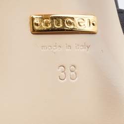 Pre Owned Gucci Black Leather Ankle Strap Peep Toe Sandals Size 38