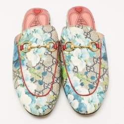 Gucci Multicolor Floral Canvas Princetown Horsebit Flat Mules Size 37