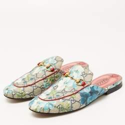 Gucci Multicolor Floral Canvas Princetown Horsebit Flat Mules Size 37