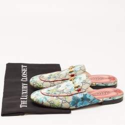 Gucci Multicolor Floral Canvas Princetown Horsebit Flat Mules Size 37
