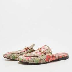 Gucci Multicolor Floral Canvas Princetown Horsebit Flat Mules Size 36