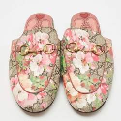 Gucci Multicolor Floral Canvas Princetown Horsebit Flat Mules Size 36