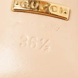 Pre Owned Gucci Gold Foil Leather Allie Knot Ankle Strap Sandals Size 36.5