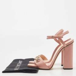 Gucci Pink Leather Horsebit Ankle Strap Sandals Size 38