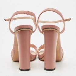 Gucci Pink Leather Horsebit Ankle Strap Sandals Size 38