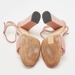 Gucci Pink Leather Horsebit Ankle Strap Sandals Size 38