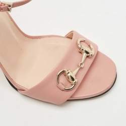 Gucci Pink Leather Horsebit Ankle Strap Sandals Size 38