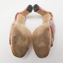 Gucci Multicolor Blooms Print Leather Mules Size 35.5