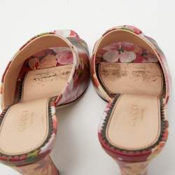 Gucci Multicolor Blooms Print Leather Mules Size 35.5