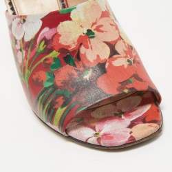 Gucci Multicolor Blooms Print Leather Mules Size 35.5