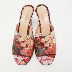 Gucci Multicolor Blooms Print Leather Mules Size 35.5