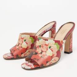 Gucci Multicolor Blooms Print Leather Mules Size 35.5