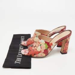 Gucci Multicolor Blooms Print Leather Mules Size 35.5