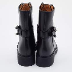 Pre Owned Gucci Black Leather Dionysus Ankle Length Boots Size 38