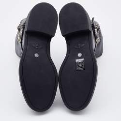 Pre Owned Gucci Black Leather Dionysus Ankle Length Boots Size 38