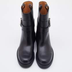 Pre Owned Gucci Black Leather Dionysus Ankle Length Boots Size 38