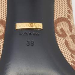 Pre Owned Gucci Beige/Brown GG Knit Fabric Ankle Length Boots Size 39
