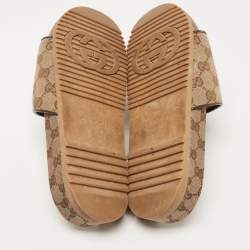 مملوكة مسبقًا Gucci Brown GG Canvas Flat Slides Size 39