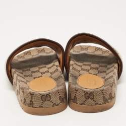 مملوكة مسبقًا Gucci Brown GG Canvas Flat Slides Size 39