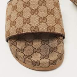 مملوكة مسبقًا Gucci Brown GG Canvas Flat Slides Size 39