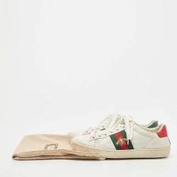 Gucci White Leather Bee Embroidered Ace Sneakers Size 35.5