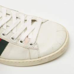 Gucci White Leather Bee Embroidered Ace Sneakers Size 35.5