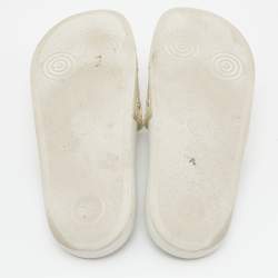 Gucci White GG Laser Cut Rubber Slides Size 38