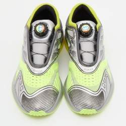 مملوكة مسبقًا Gucci Neon Green Knit Fabric and Leather Ultrapace R Sneakers Size 37.5