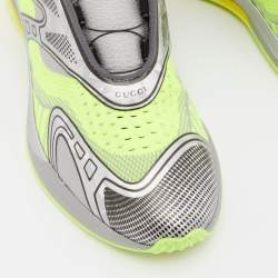 مملوكة مسبقًا Gucci Neon Green Knit Fabric and Leather Ultrapace R Sneakers Size 37.5