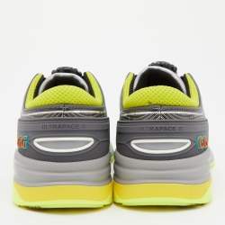 مملوكة مسبقًا Gucci Neon Green Knit Fabric and Leather Ultrapace R Sneakers Size 37.5