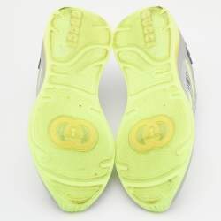 مملوكة مسبقًا Gucci Neon Green Knit Fabric and Leather Ultrapace R Sneakers Size 37.5