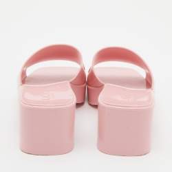 Gucci Pink Rubber Slide Block Heel Sandals Size 38