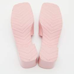 Gucci Pink Rubber Slide Block Heel Sandals Size 38
