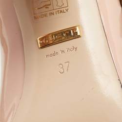 Pre Owned Gucci Beige Patent Leather Lois Bee Mary Jane Block Heel Pumps Size 37