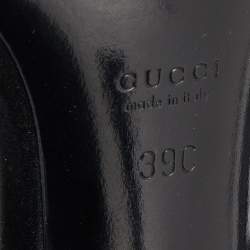 Pre Owned Gucci Black Satin Crystal Embellished Interlocking G Ankle Strap Sandals Size 39