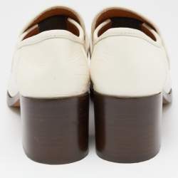 Pre Owned Gucci Off White Leather Horsebit Loafer Pumps Size 39.5