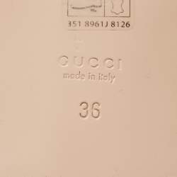 Pre Owned Gucci Black Leather Interlocking G Cut Out Flat Slides Size 36