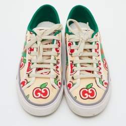 Gucci Multicolor Canvas Tennis 1977 GG Apple Print Low Top Sneakers Size 38