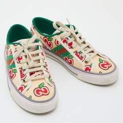 Gucci Multicolor Canvas Tennis 1977 GG Apple Print Low Top Sneakers Size 38
