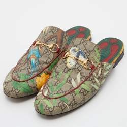 Gucci Multicolor GG Canvas Princetown Horsebit Tian Print Mules Size 38.5