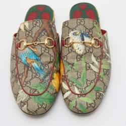 Gucci Multicolor GG Canvas Princetown Horsebit Tian Print Mules Size 38.5