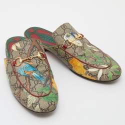 Gucci Multicolor GG Canvas Princetown Horsebit Tian Print Mules Size 38.5