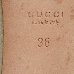 Pre Owned Gucci Beige Leather Bamboo Horsebit Loafer Pumps Size 38