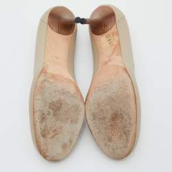 Pre Owned Gucci Beige Leather Bamboo Horsebit Loafer Pumps Size 38